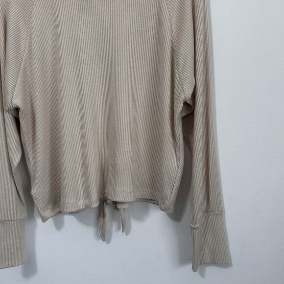 Express Sweater M Knit Top Ribbed Long Sleeve Tie Front Knot Turtleneck NEW - Picture 8 of 10